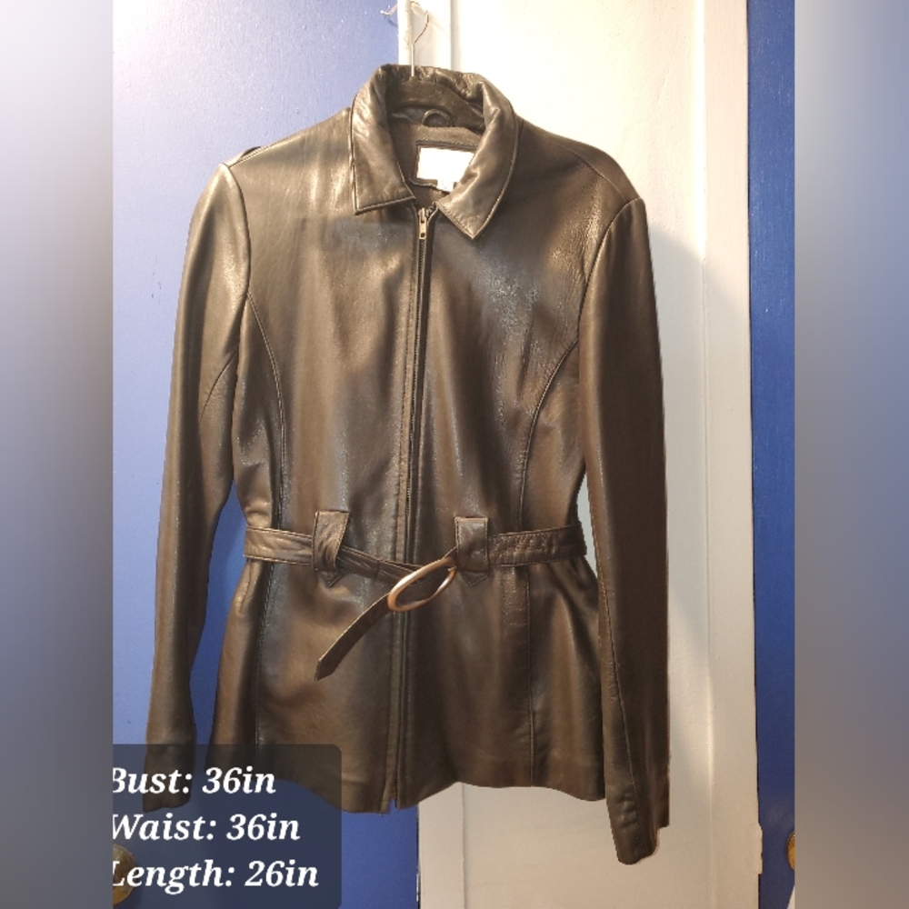 Nine West Black Leather Jacket Size Medium